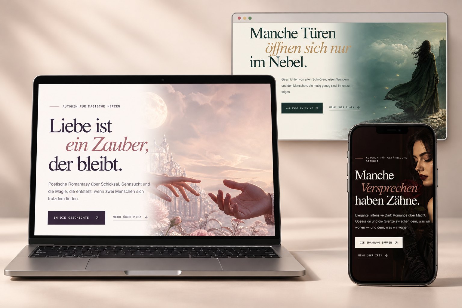 Moodboard für eine atmosphärische Autorinnen-Website